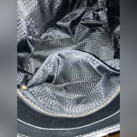 Kate Spade Maya Sam Hearts Nylon Large Heart Black White Watson Tote Bag - Picture 7 of 9